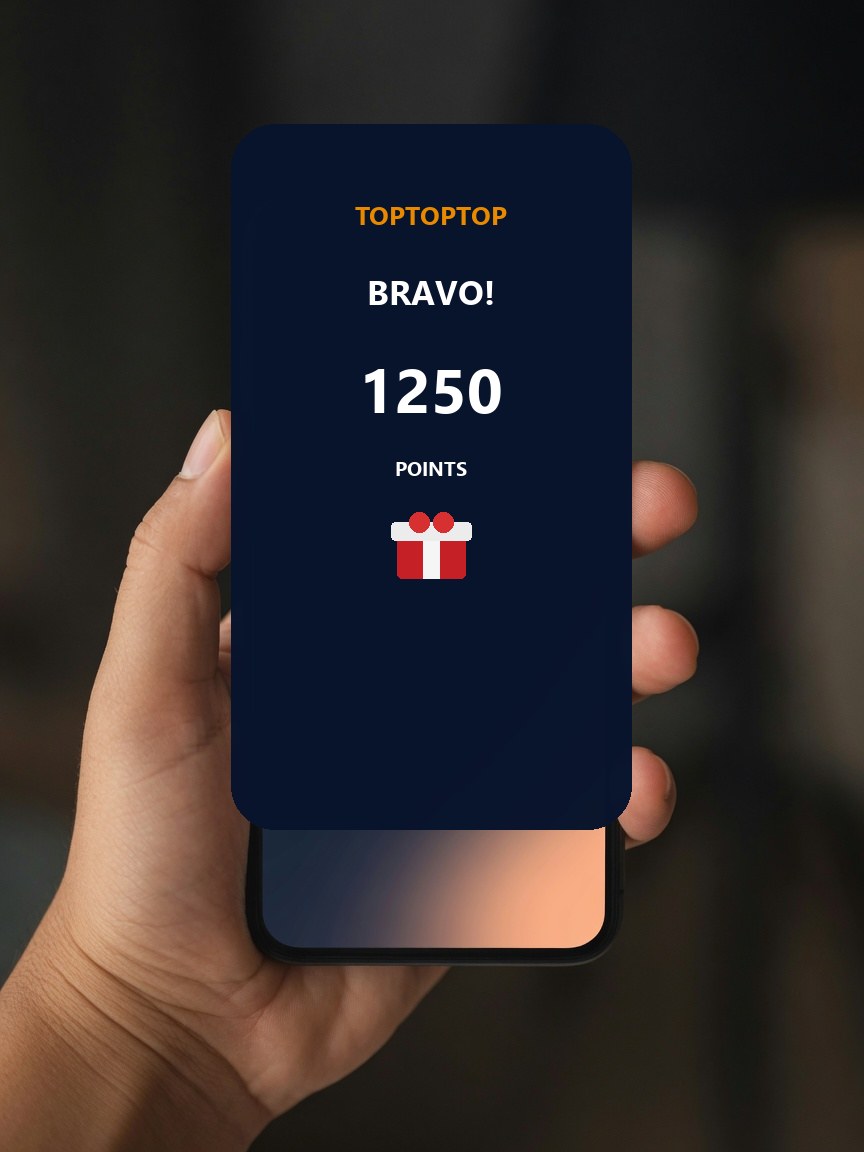 Téléphone affichant 1250 points TOPTOPTOP